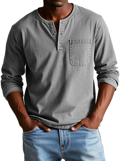 Henley| Vintage overhemd met lange mouwen
