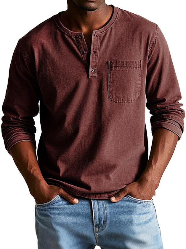 Henley| Vintage overhemd met lange mouwen