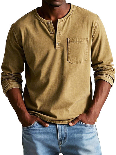 Henley| Vintage overhemd met lange mouwen