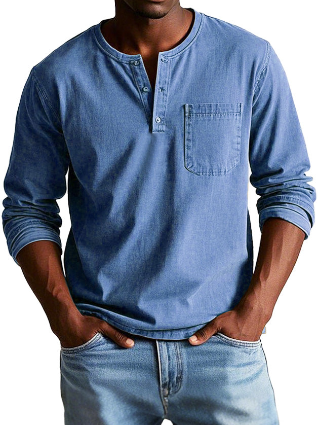 Henley| Vintage overhemd met lange mouwen