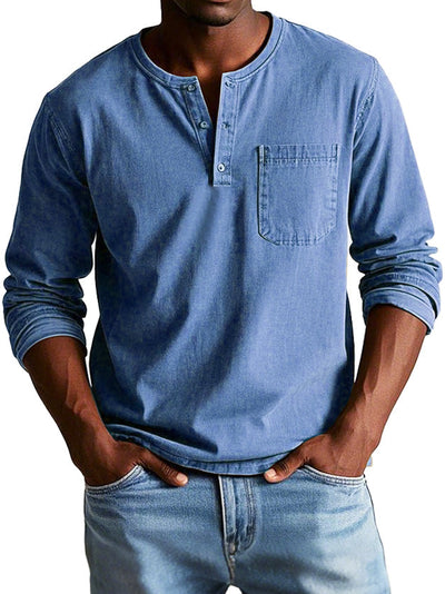 Henley| Vintage overhemd met lange mouwen