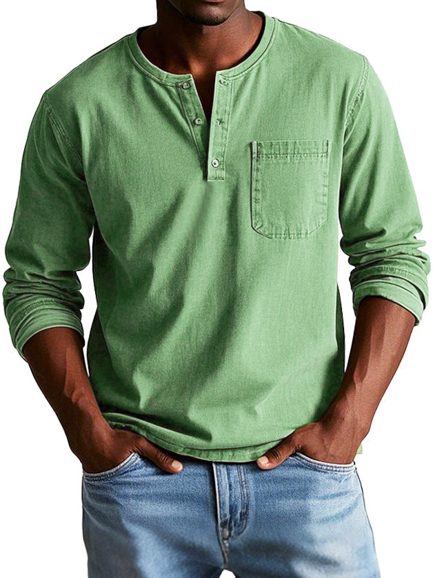 Henley| Vintage overhemd met lange mouwen