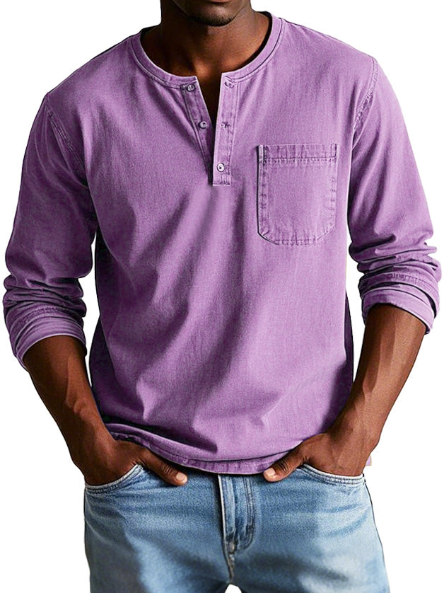 Henley| Vintage overhemd met lange mouwen