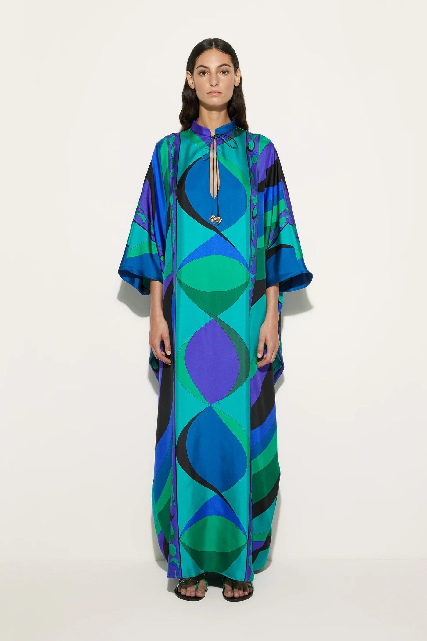 KaleaWave™ | Satijnen Kaftan met Psychedelische Print