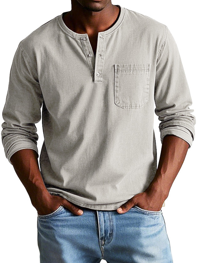 Henley| Vintage overhemd met lange mouwen