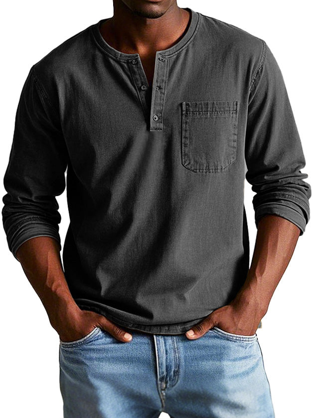 Henley| Vintage overhemd met lange mouwen