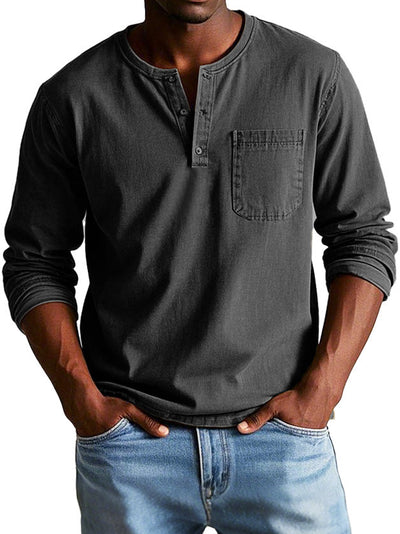 Henley| Vintage overhemd met lange mouwen