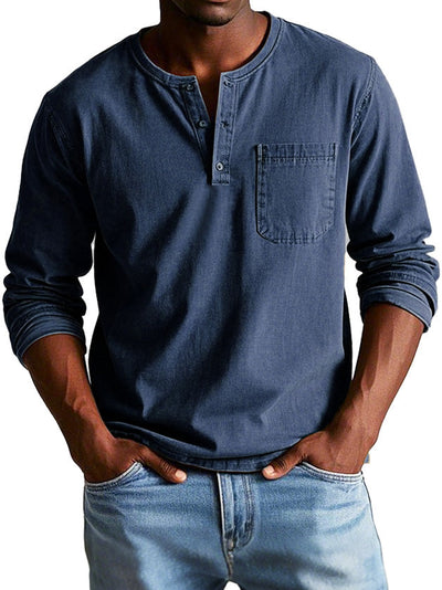 Henley| Vintage overhemd met lange mouwen