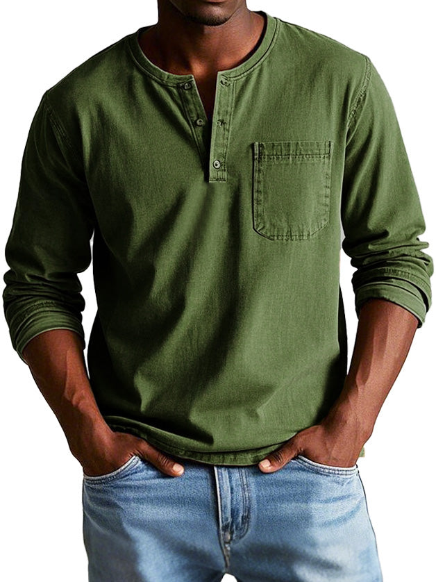 Henley| Vintage overhemd met lange mouwen