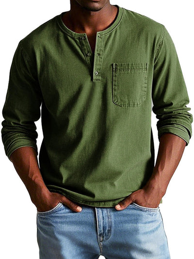 Henley| Vintage overhemd met lange mouwen