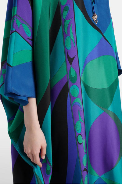 KaleaWave™ | Satijnen Kaftan met Psychedelische Print