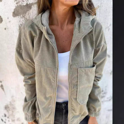 LYRA| Casual fluwelen jack met capuchon