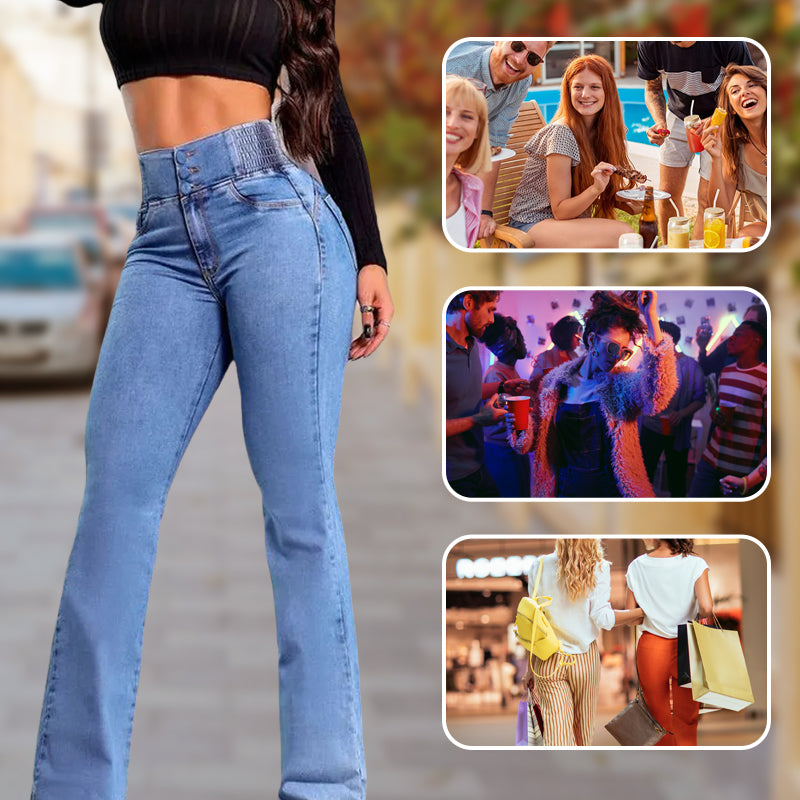 UrbanChic - Stretch flared jeans met hoge taille