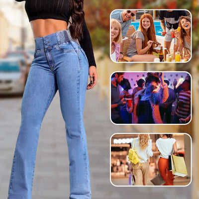UrbanChic - Stretch flared jeans met hoge taille